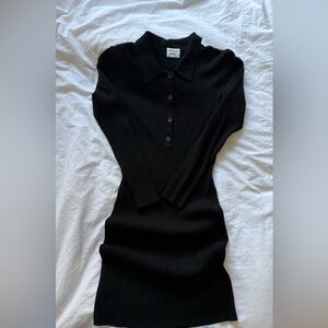 Black collared mini dress